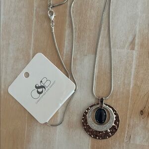 NWT Christopher & Banks Silver and Blue Pendant Necklace
